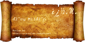Őry Milán névjegykártya